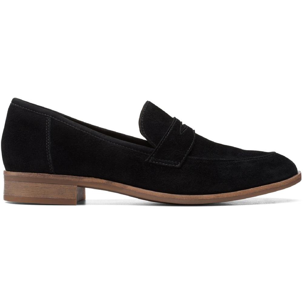 Clarks Womens Trish Rose Black Suede Slip-On Dress Penny Loafers NWT - Picture 2 of 3